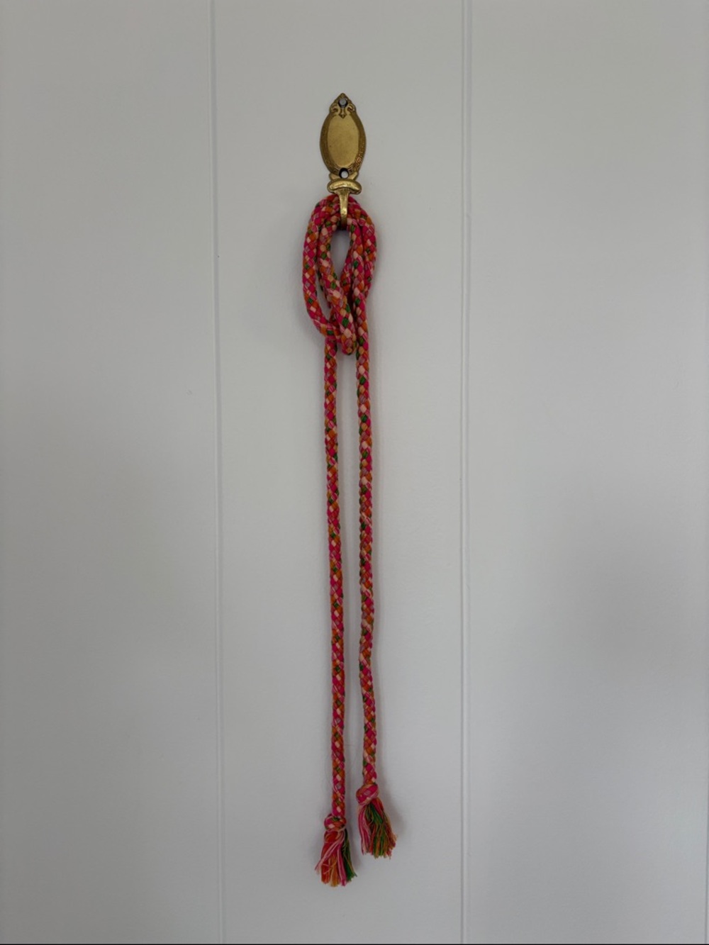 THE GREAT. Braided Rope Belt in Pink Multicolor